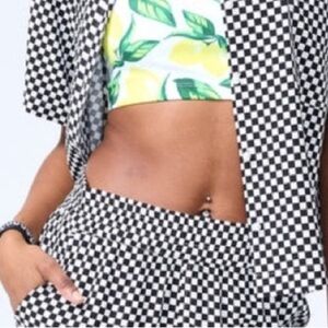 NWT Terez Shorts in Racing Check sz S